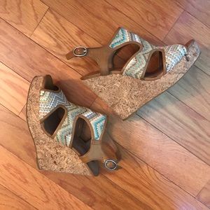 Lucky Brand multicolor chevron Wedges